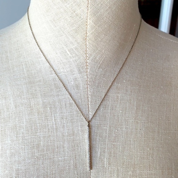 Stella and dot sterling silver long bar pendant crystal rhinestone dainty - Picture 1 of 9